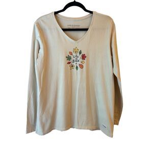 Life Is Good Autumn Leaf Long Sleeve T-shirt size L 100% cotton natural fiber Fa